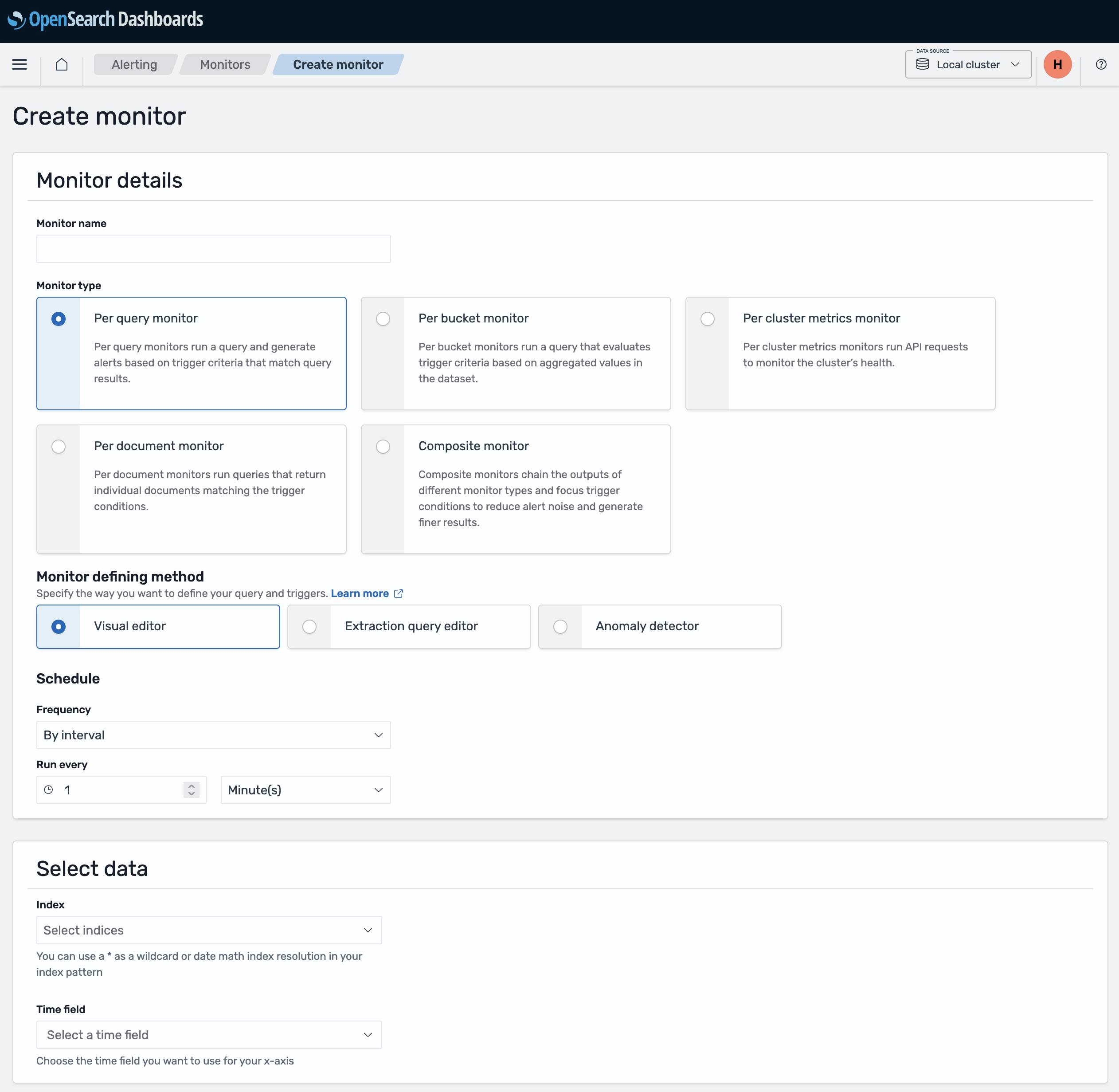 Screenshot: Monitor details section