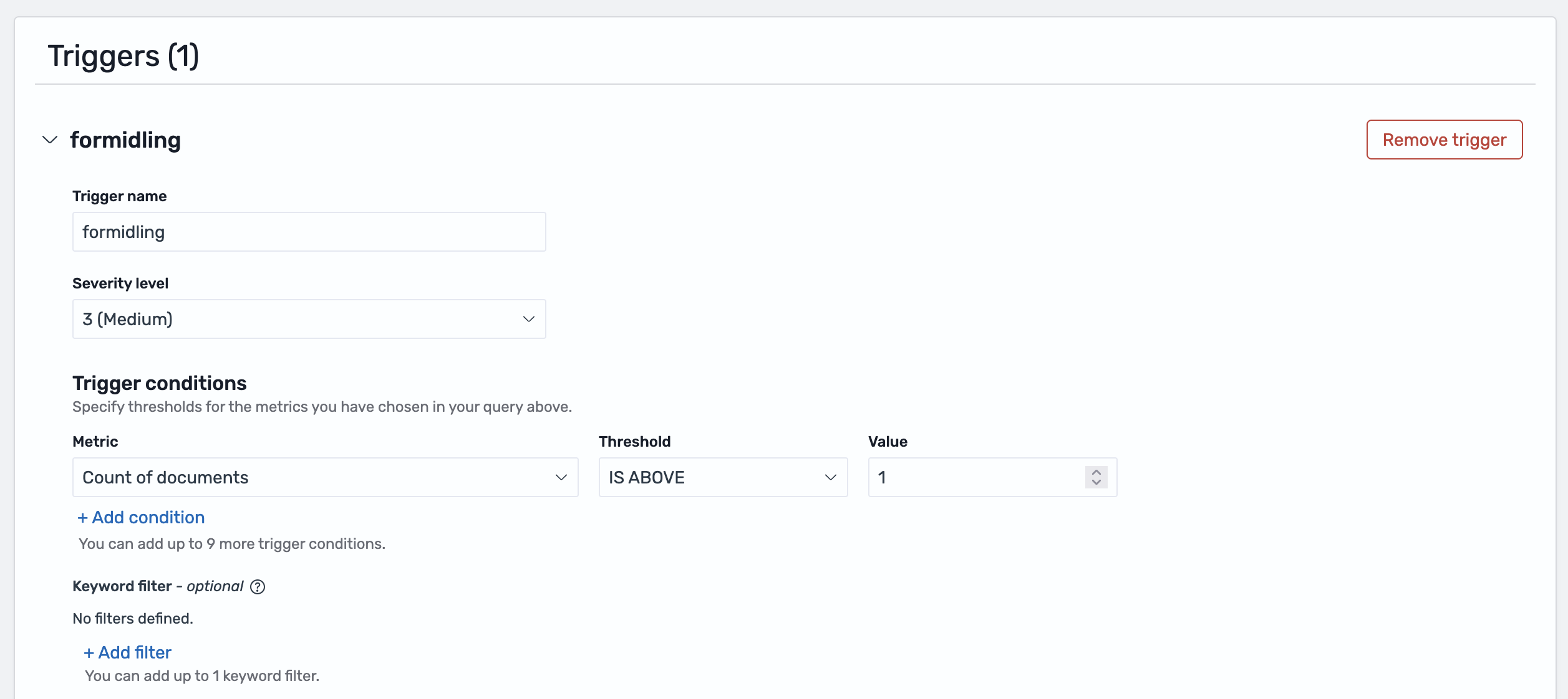 Screenshot: Trigger condition